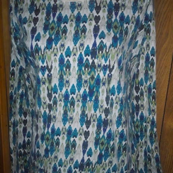 Womans Size Large Multicolored Blouse Round Neck Loosefit Top Longsleeved Shirt - Picture 5 of 5